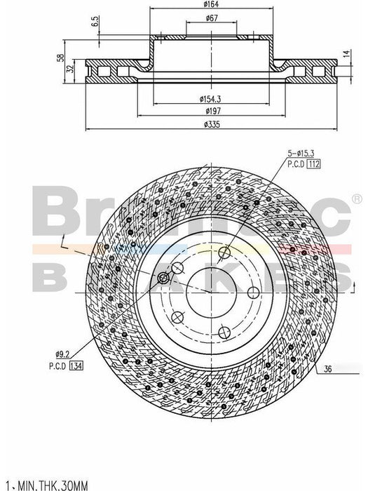 Bremtec Euro-Line Disc Brake Rotor (Single) 335.00mm BDR18620EL Discs Bremtec - Micks Gone Bush