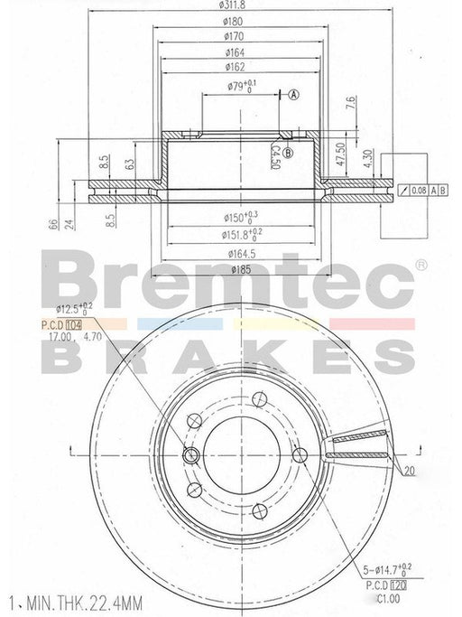 Bremtec Euro-Line High Grade Disc Brake Rotor (Pair) 312mm BDR19120ELH Discs Bremtec - Micks Gone Bush