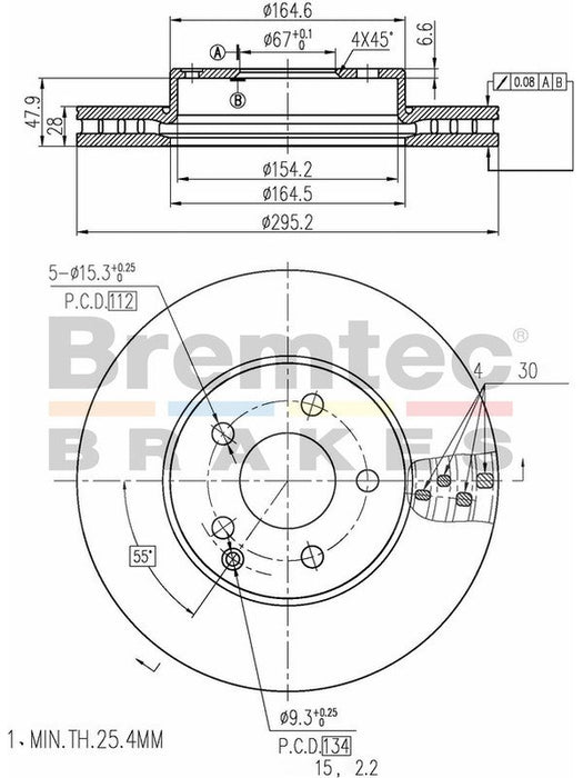 Bremtec Euro-Line Disc Brake Rotor (Pair) 295.2mm BDR19770EL Discs Bremtec - Micks Gone Bush