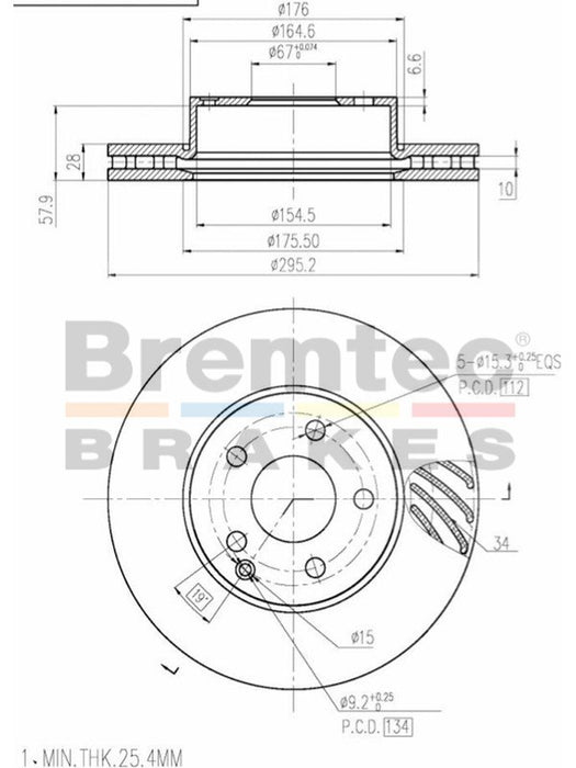 Bremtec Euro-Line High Grade Disc Brake Rotor (Pair) 295.2mm BDR20140ELH Discs Bremtec - Micks Gone Bush
