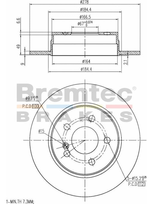 Bremtec Euro-Line Disc Brake Rotor (Pair) 278mm BDR20150EL Discs Bremtec - Micks Gone Bush