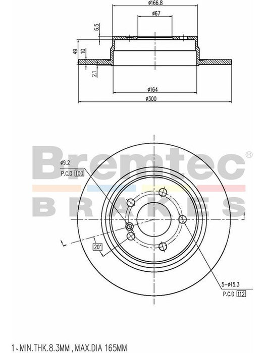 Bremtec Euro-Line High Grade Disc Brake Rotor (Pair) 299.9mm BDR20250ELH Discs Bremtec - Micks Gone Bush