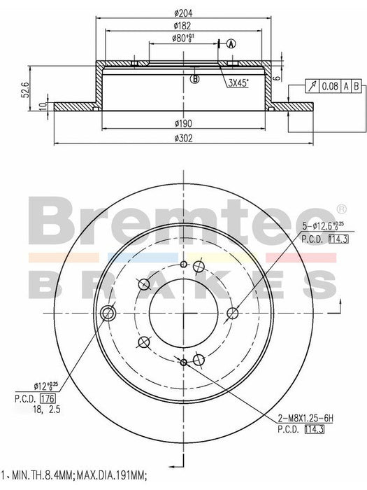 Bremtec Euro-Line Disc Brake Rotor (Single) 302.00mm BDR20410EL Discs Bremtec - Micks Gone Bush