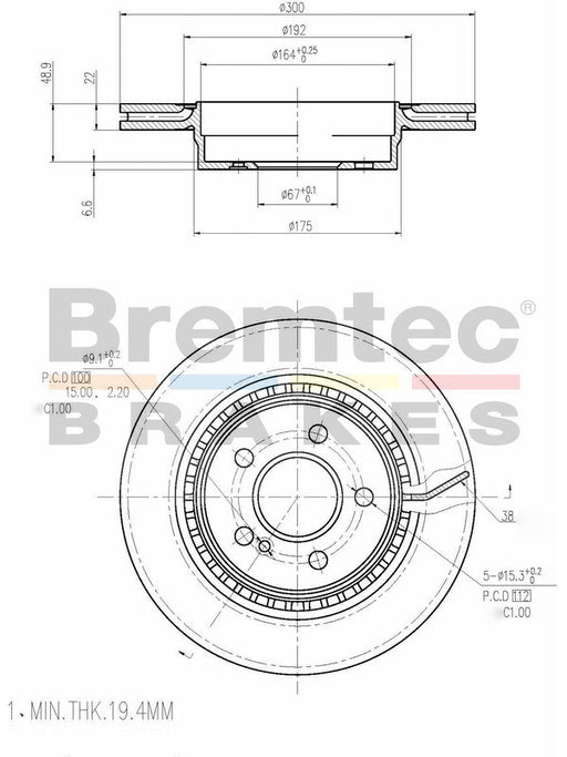 Bremtec Euro-Line Disc Brake Rotor (Pair) 300mm BDR20510EL Discs Bremtec - Micks Gone Bush