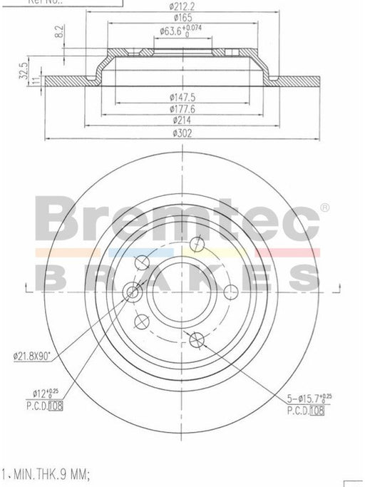 Bremtec Euro-Line Disc Brake Rotor (Pair) 301.6mm BDR20540EL Discs Bremtec - Micks Gone Bush