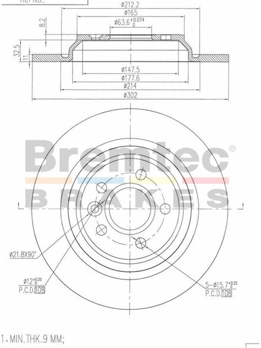 Bremtec Euro-Line Disc Brake Rotor (Pair) 301.6mm BDR20540EL Discs Bremtec - Micks Gone Bush