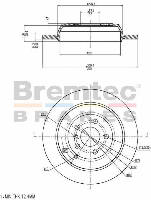 Bremtec Euro-Line Disc Brake Rotor (Pair) 330.2mm BDR20660EL Discs Bremtec - Micks Gone Bush
