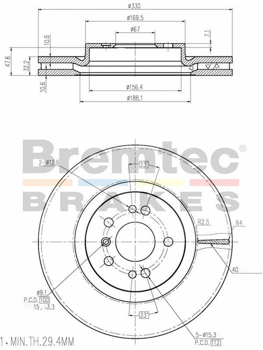 Bremtec Euro-Line Disc Brake Rotor (Pair) 330mm BDR20680EL Discs Bremtec - Micks Gone Bush
