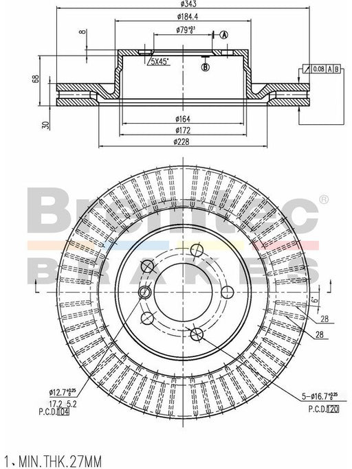 Bremtec Euro-Line Disc Brake Rotor (Single) 344mm BDR21060EL Discs Bremtec - Micks Gone Bush