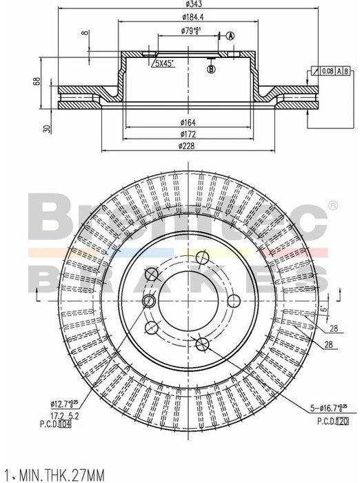 Bremtec Euro-Line Disc Brake Rotor (Single) 344mm BDR21060EL Discs Bremtec - Micks Gone Bush