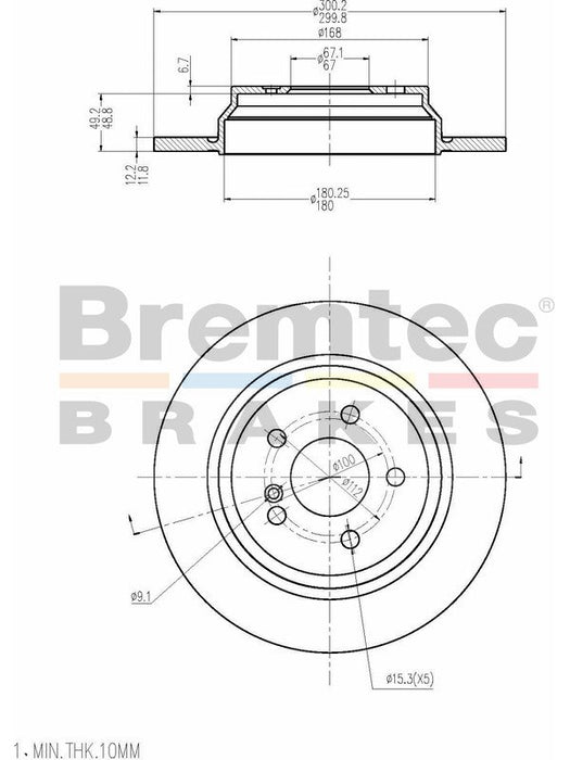 Bremtec Euro-Line Disc Brake Rotor (Single) 300.00mm BDR21530EL Discs Bremtec - Micks Gone Bush