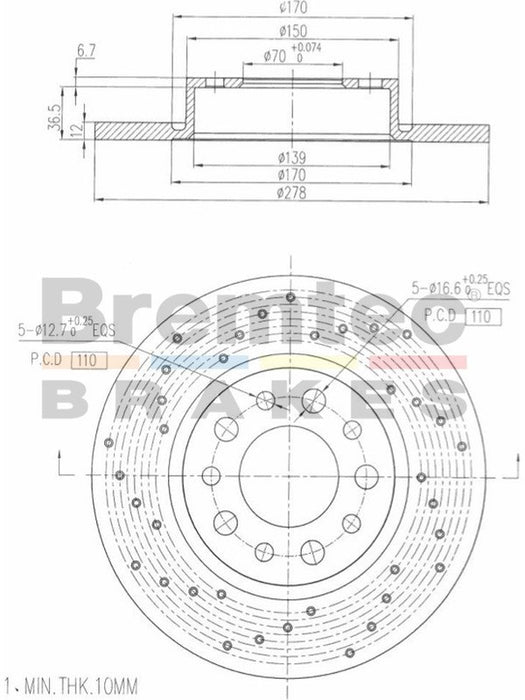 Bremtec Euro-Line Disc Brake Rotor Left (Single) 278mm BDR21590LEL Discs Bremtec - Micks Gone Bush