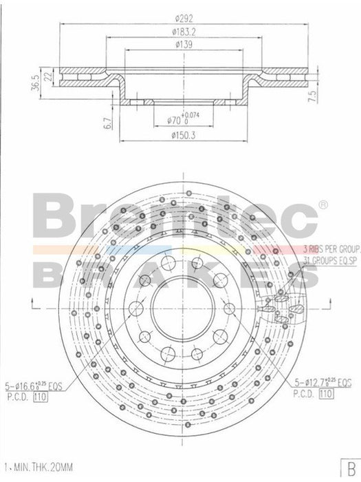Bremtec Euro-Line Disc Brake Rotor (Pair) 292.00mm BDR21600EL Discs Bremtec - Micks Gone Bush