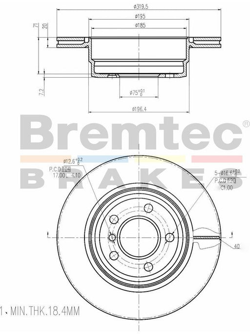 Bremtec Euro-Line High Grade Disc Brake Rotor (Single) 319.8mm BDR21860ELH Discs Bremtec - Micks Gone Bush