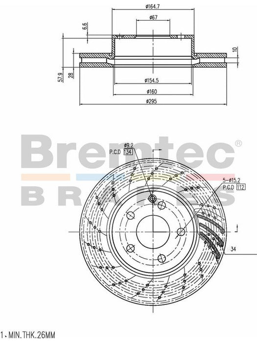 Bremtec Euro-Line Disc Brake Rotor (Pair) 295mm BDR22140EL Discs Bremtec - Micks Gone Bush
