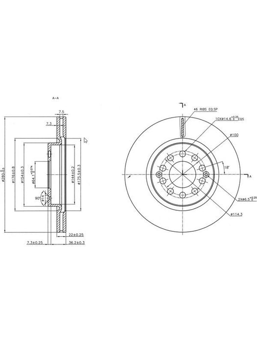 Bremtec Euro-Line Disc Brake Rotor (Single) 280mm BDR22162EL Discs Bremtec - Micks Gone Bush