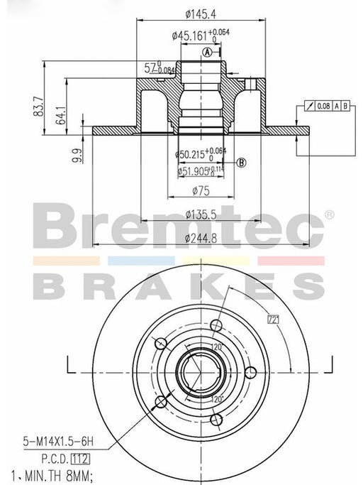 Bremtec Euro-Line Disc Brake Rotor (Pair) 251mm BDR22370EL Discs Bremtec - Micks Gone Bush