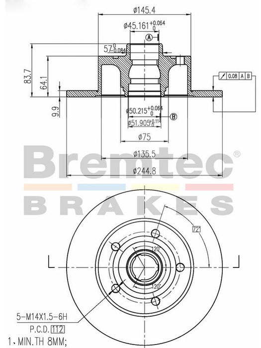 Bremtec Euro-Line Disc Brake Rotor (Pair) 251mm BDR22370EL Discs Bremtec - Micks Gone Bush