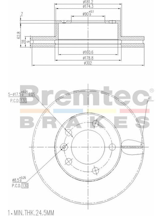 Bremtec Euro-Line Disc Brake Rotor (Pair) 302mm BDR22400EL Discs Bremtec - Micks Gone Bush