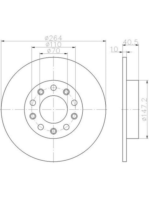 Bremtec Euro-Line Disc Brake Rotor (Pair) 263.9mm BDR22790EL Discs Bremtec - Micks Gone Bush
