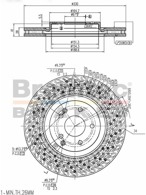 Bremtec Euro-Line Disc Brake Rotor (Single) 330mm BDR23010EL Discs Bremtec - Micks Gone Bush