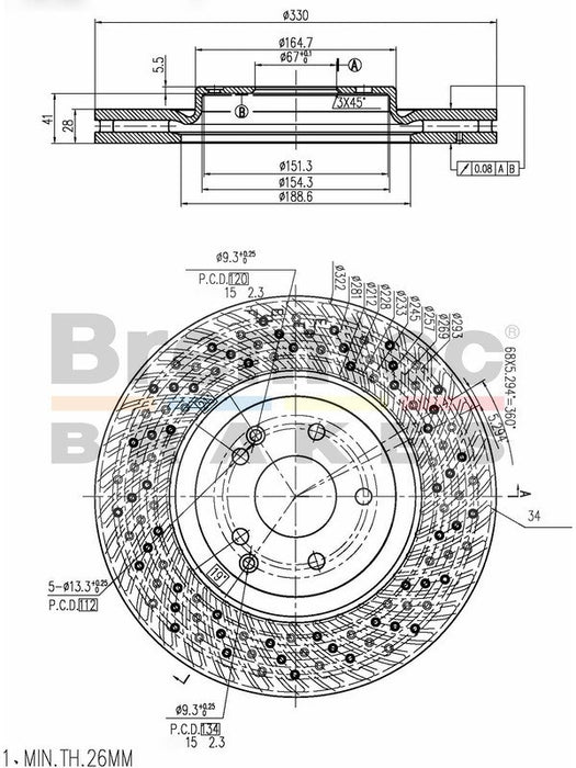 Bremtec Euro-Line Disc Brake Rotor (Single) 330mm BDR23010EL Discs Bremtec - Micks Gone Bush