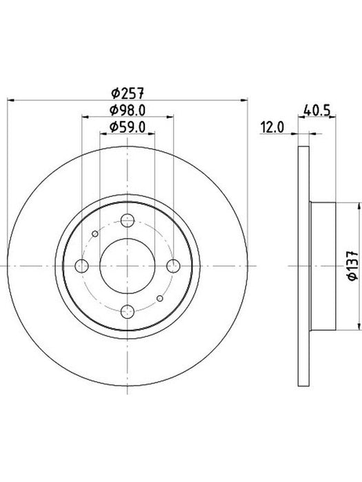 Bremtec Euro-Line Disc Brake Rotor (Pair) 257.3mm BDR23330EL Discs Bremtec - Micks Gone Bush