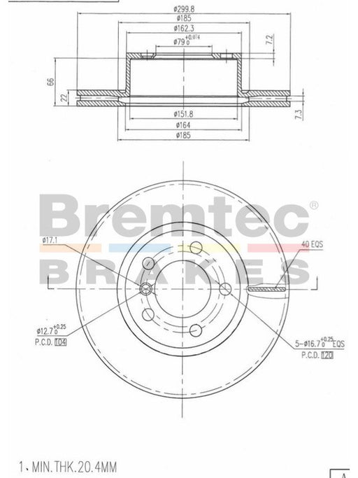 Bremtec Euro-Line Disc Brake Rotor (Pair) 299.8mm BDR23510EL Discs Bremtec - Micks Gone Bush