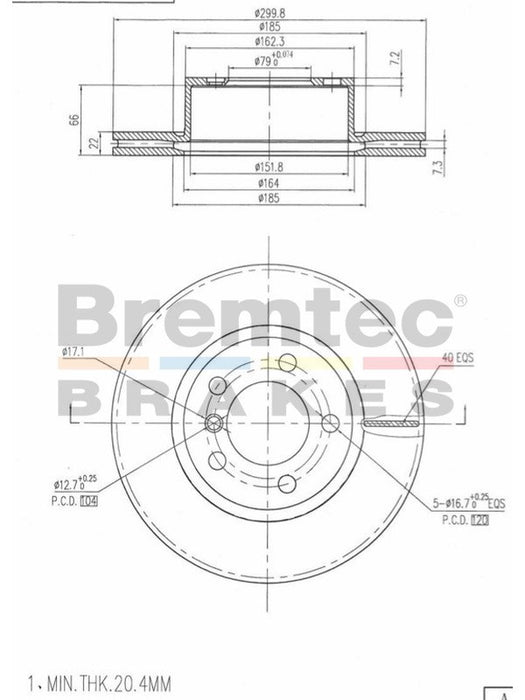 Bremtec Euro-Line Disc Brake Rotor (Pair) 299.8mm BDR23510EL Discs Bremtec - Micks Gone Bush