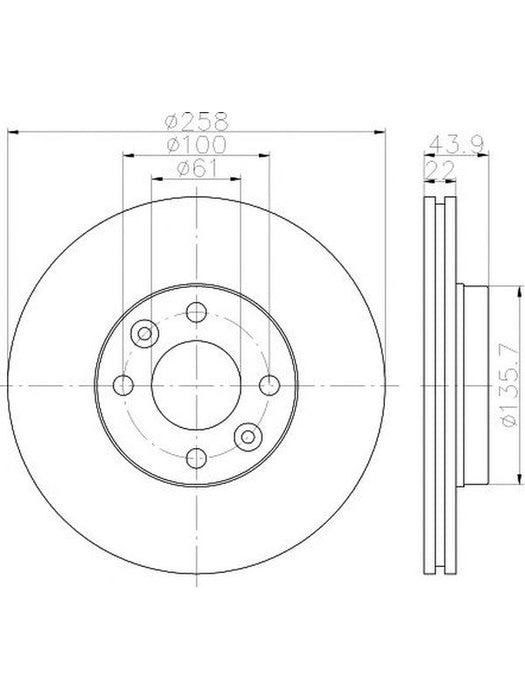Bremtec Euro-Line Disc Brake Rotor (Pair) 258mm BDR25250EL Discs Bremtec - Micks Gone Bush