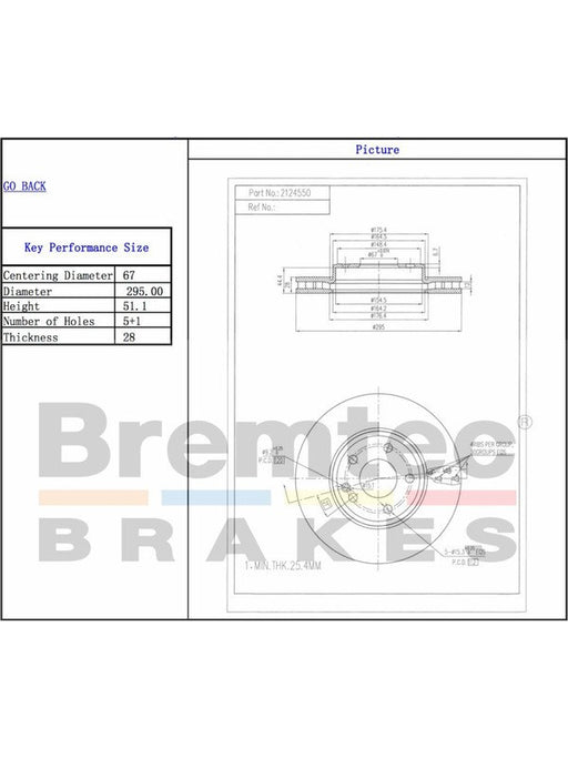 Bremtec Euro-Line Disc Brake Rotor (Pair) 295mm BDR25370EL Discs Bremtec - Micks Gone Bush