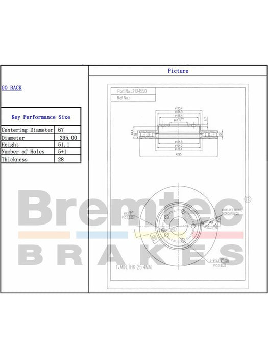 Bremtec Euro-Line Disc Brake Rotor (Pair) 295mm BDR25370EL Discs Bremtec - Micks Gone Bush