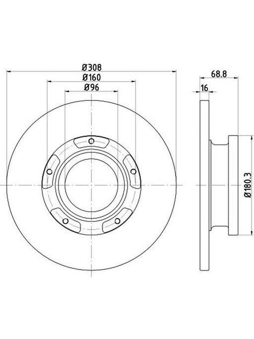 Bremtec Euro-Line Disc Brake Rotor (Pair) 308mm BDR25521EL Discs Bremtec - Micks Gone Bush