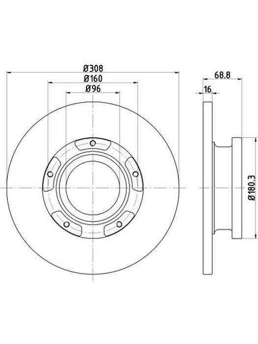 Bremtec Euro-Line Disc Brake Rotor (Pair) 308mm BDR25521EL Discs Bremtec - Micks Gone Bush