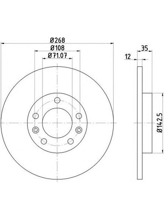 Bremtec Euro-Line Disc Brake Rotor (Pair) 268mm BDR26080EL Discs Bremtec - Micks Gone Bush
