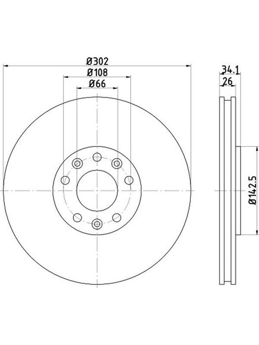 Bremtec Euro-Line Disc Brake Rotor (Pair) 302mm BDR26090EL Discs Bremtec - Micks Gone Bush