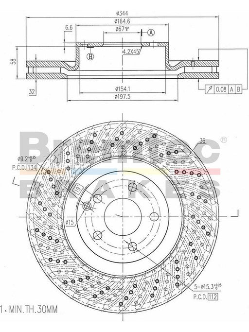 Bremtec Euro-Line Disc Brake Rotor (Single) 344mm BDR40019EL Discs Bremtec - Micks Gone Bush