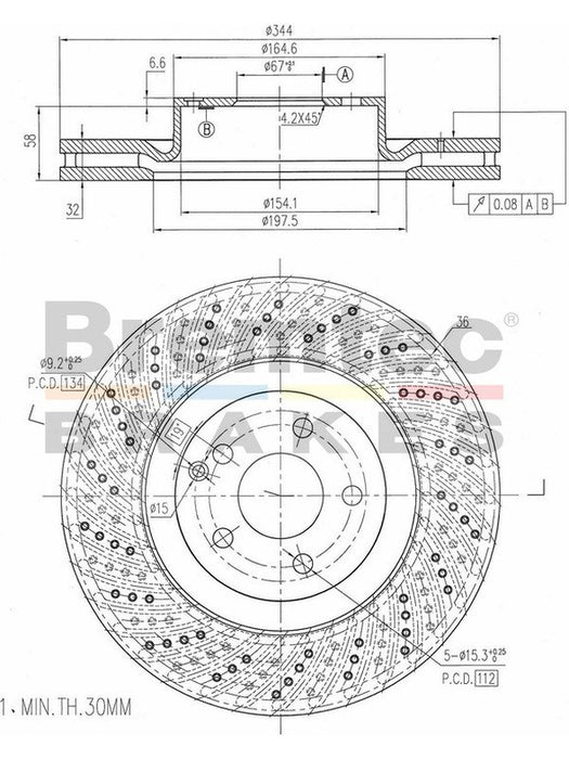 Bremtec Euro-Line Disc Brake Rotor (Single) 344mm BDR40019EL Discs Bremtec - Micks Gone Bush