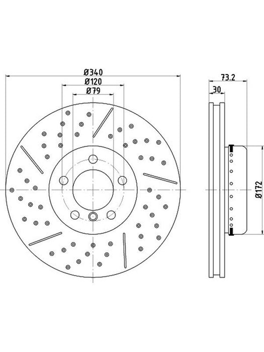 Bremtec Euro-Line High Grade Disc Brake Rotor (Single) 340mm BDR41013ELH Bremtec - Micks Gone Bush