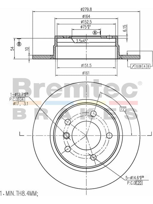 Bremtec Euro-Line Disc Brake Rotor (Pair) 280mm BDR6230EL Discs Bremtec - Micks Gone Bush