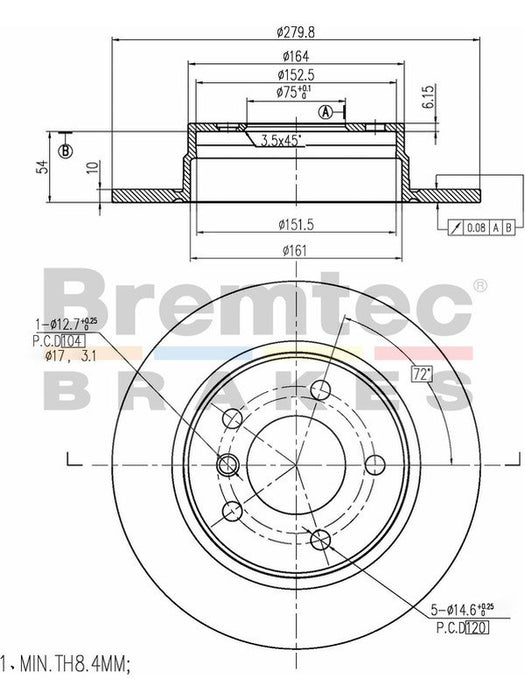 Bremtec Euro-Line Disc Brake Rotor (Pair) 280mm BDR6230EL Discs Bremtec - Micks Gone Bush
