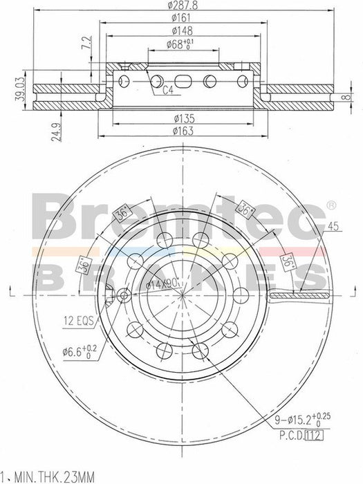 Bremtec Euro-Line Disc Brake Rotor (Pair) 288mm BDR7680EL Discs Bremtec - Micks Gone Bush