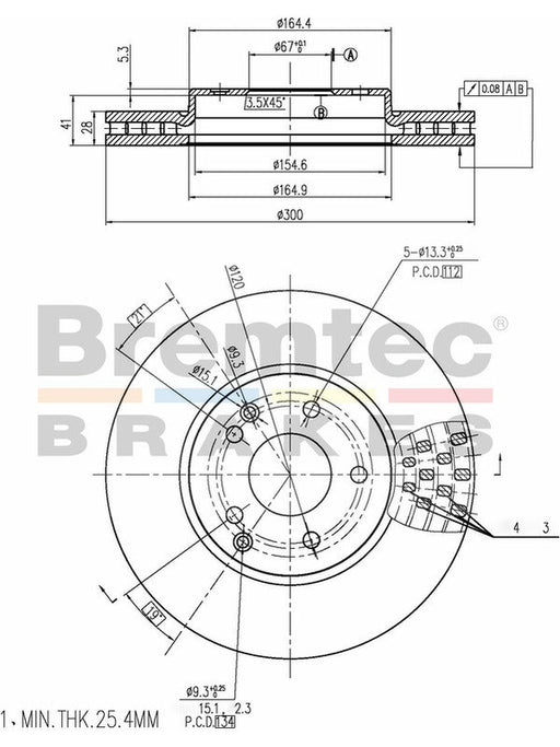 Bremtec Euro-Line Disc Brake Rotor (Pair) 300mm BDR8530EL Discs Bremtec - Micks Gone Bush