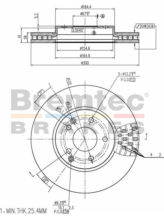 Bremtec Euro-Line Disc Brake Rotor (Pair) 300mm BDR8530EL Discs Bremtec - Micks Gone Bush