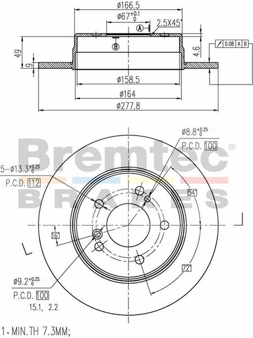 Bremtec Euro-Line Disc Brake Rotor (Pair) 278mm BDR8550EL Discs Bremtec - Micks Gone Bush