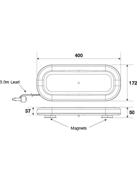 Britax LED Amber Mini Lightbar 12/24V Magnetic Mount Amber Lens 24 BF804-00 Britax - Micks Gone Bush
