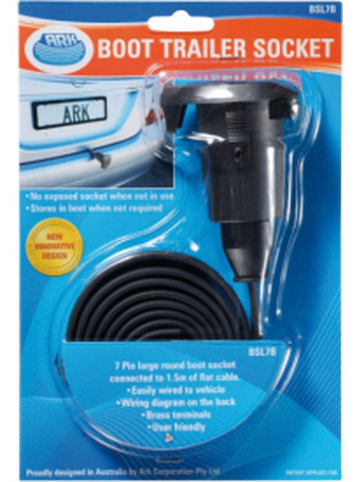 ARK 7 Pin Large Round Boot Socket Connected To 1.5M Flat Cable Packed In BSL7B ARK - Micks Gone Bush