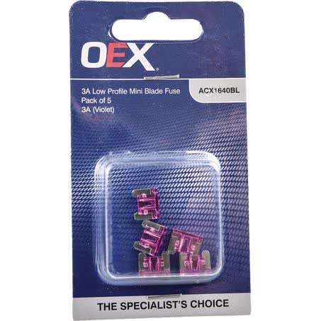 OEX Low Profile Mini Blade Fuse 3A Violet Pack Of 5 Part No. ACX1640BL FUSE OEX - Micks Gone Bush