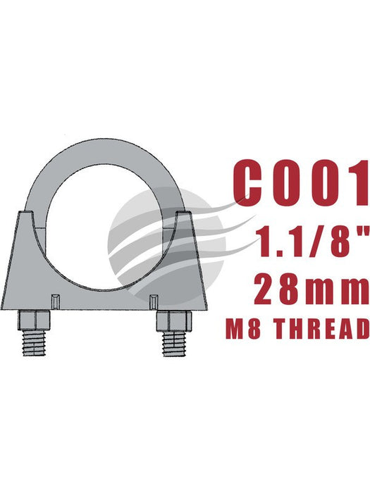 Aunger Zinc Plated U-Bolt Clamp - M8 X 28mm C001 Aunger - Micks Gone Bush