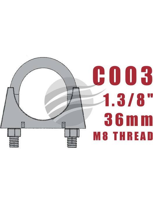 Aunger Zinc Plated U-Bolt Clamp - M8 X 36mm C003 Aunger - Micks Gone Bush